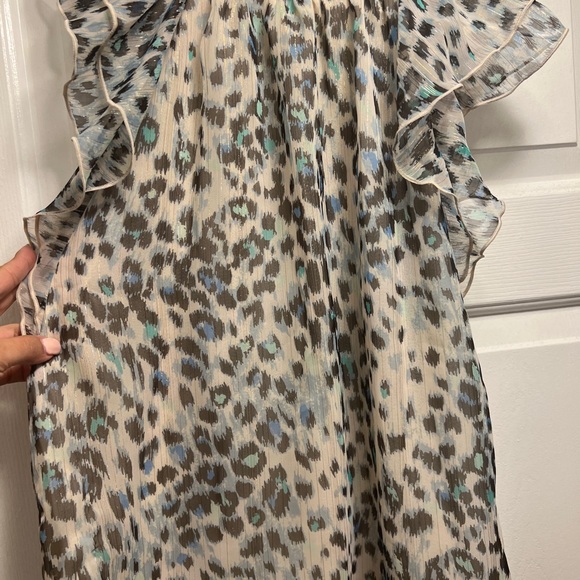 Shimmer Animal Print Ruffle Shell - Picture 4 of 5